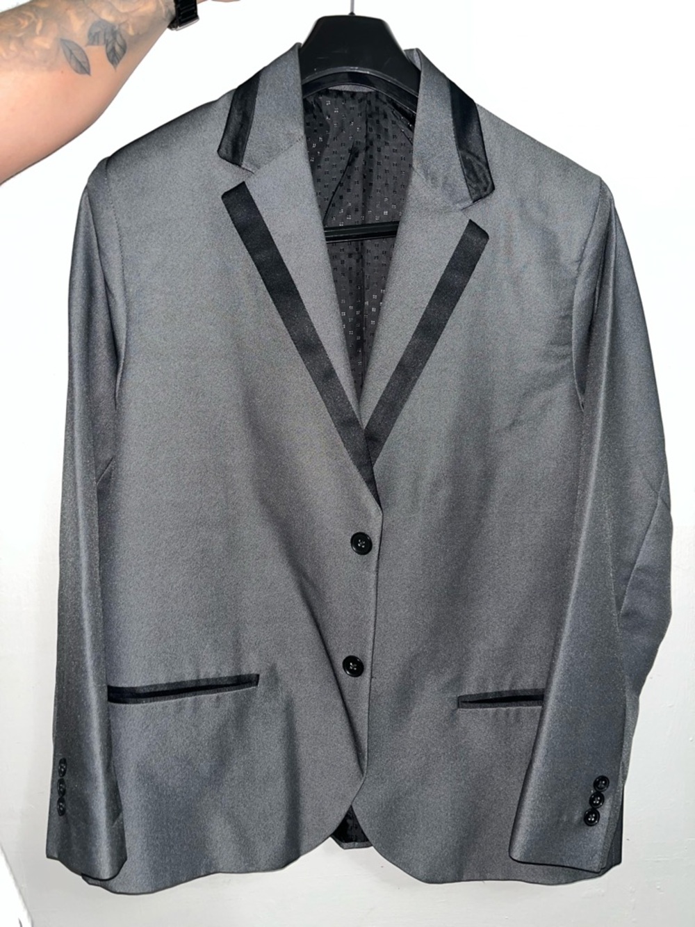 J.L Fox Western Wear Gray Men's Satin-Trim Blazer